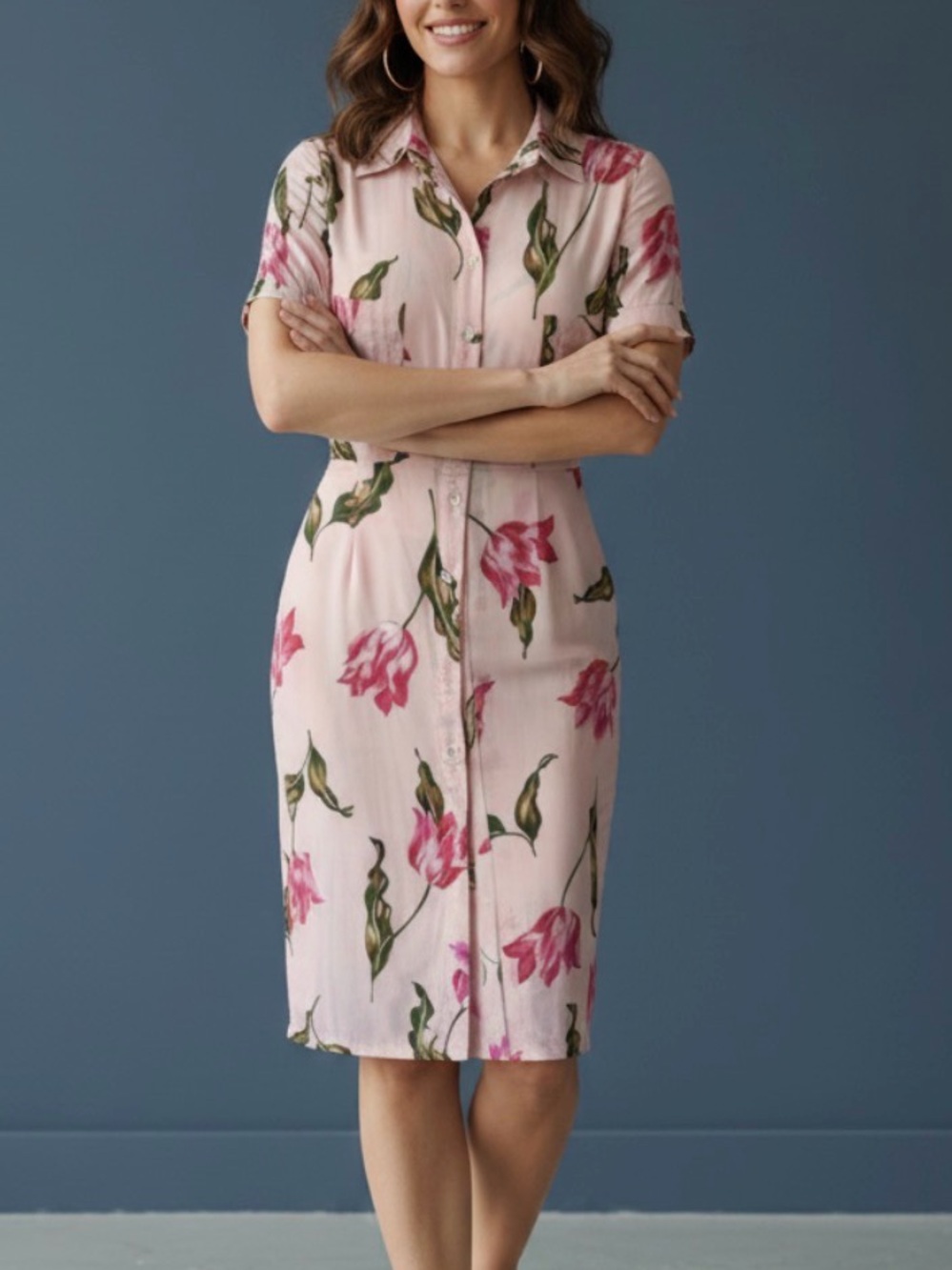 MONDI True Vintage Collectible Pink Tropical Print Shirtdress. Rare. Cotton (M)